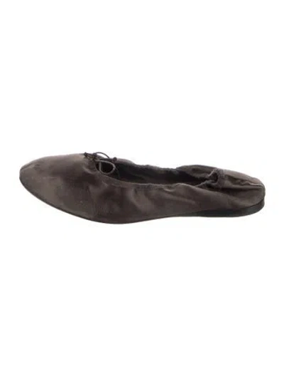 Pre-owned The Row Awar Satin Ballet Flats In Brown