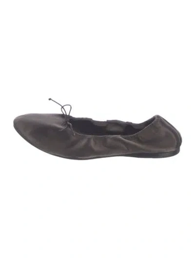 Pre-owned The Row Awar Satin Ballet Flats In Brown