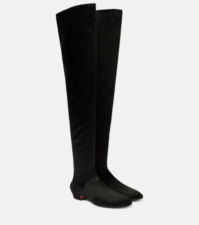 The Row Awar Satin Over-the-knee Boots In Black