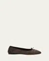The Row Awar Leather Bow Ballerina Flats In Brown