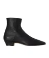 The Row Heritage Knurled Leather Ankle Boots In Black