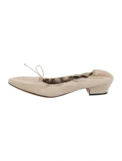 Pre-owned The Row Awar Suede Ballet Flats In Neutral