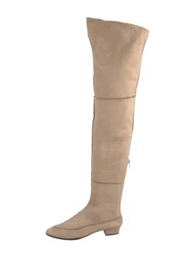 Pre-owned The Row Awar Suede Boots In Neutral