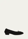 The Row Hereditas Suede Ballet Flats In Black