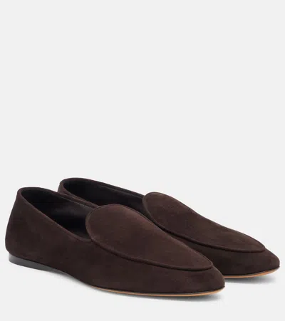 The Row Awar Suede Loafers In Brown