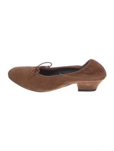 Pre-owned The Row Awar Suede Mules In Brown