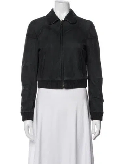 Pre-owned The Row Axelette Lambskin Bomber Jacket In Grey