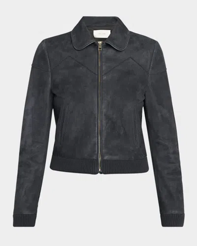 The Row Axelette Suede Jacket In Black