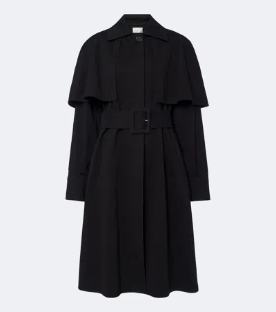 The Row Ayana Caped Cotton Trench Coat In Black