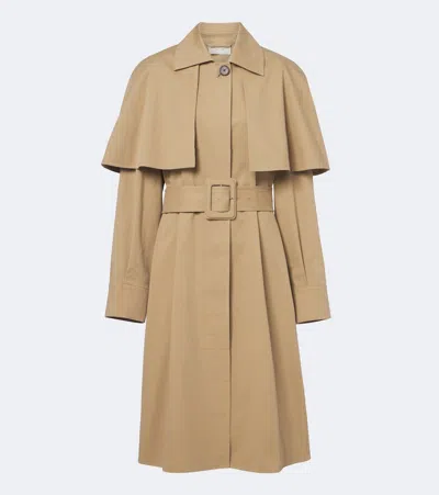 The Row Ayana Caped Cotton Twill Trench Coat In Beige