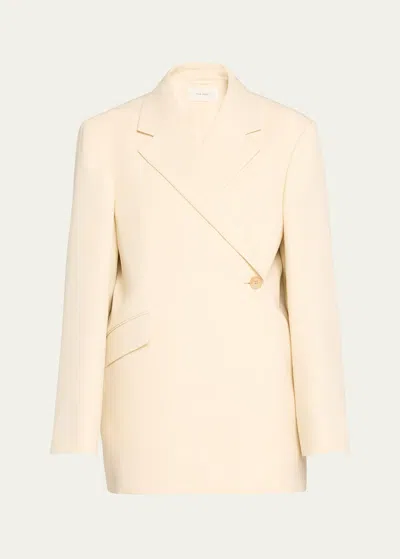 The Row Azul One-button Wool Jacket, Ivory