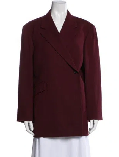 Pre-owned The Row Azul Virgin Wool Blazer In Burgundy