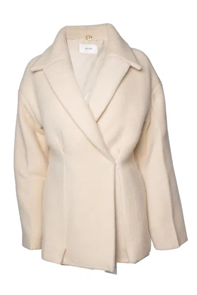 The Row , Azzedina Beige Wool Jacket With Hidden Closure In Nude