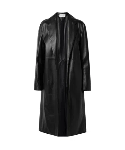 The Row Babil Leather Coat In Black