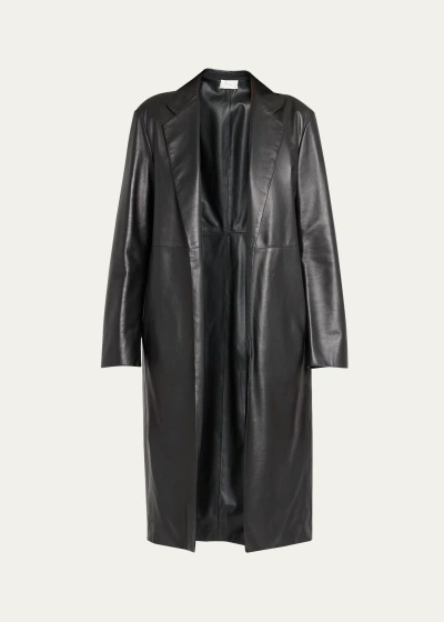 The Row Babil Open-front Leather Coat In Black