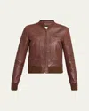 The Row Bader Leather Aviator Jacket In Brown