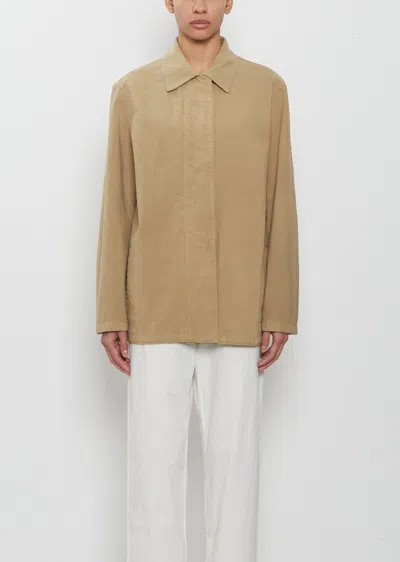 The Row Baeza Cotton Jacket In Brown