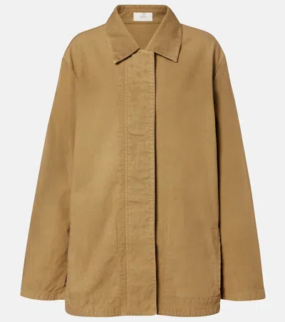 The Row Baeza Cotton Jacket In Brown
