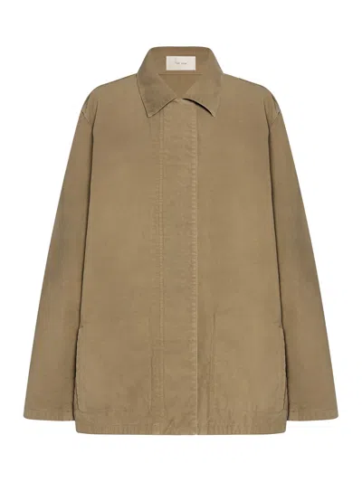 The Row Baeza Cotton Jacket In Brown
