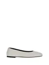 The Row Square Grained-leather Ballet Flats In White