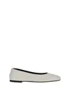 The Row Square Grained-leather Ballet Flats In White