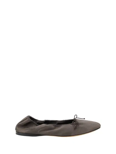 The Row Heirloom Bow Detail Ballet Flats In Grey