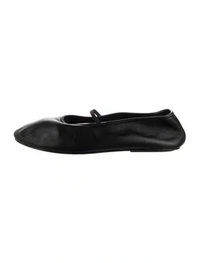 Pre-owned The Row Ballet Flats Leather Mary Jane Flats In Black