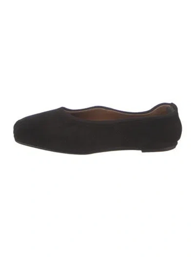 Pre-owned The Row Ballet Flats Suede Flats In Black