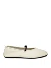 The Row Elastic Leather Ballet Flat In White