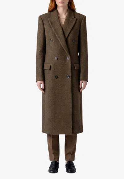 The Row Bamira Double-breasted Buttoned Coat In Brown