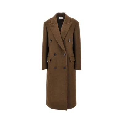 The Row 'bamira' Double-breasted Coat In Brown