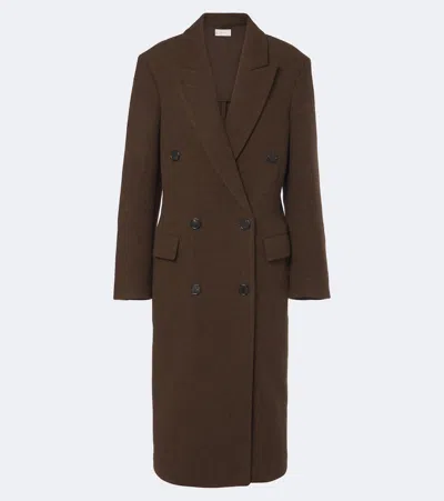 The Row Bamira Double-breasted Virgin Wool Coat In Braun