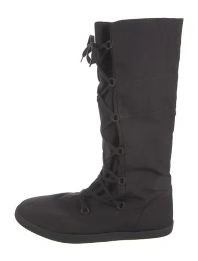 Pre-owned The Row Banana Nylon Lace-up Boots In Black