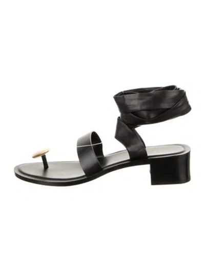 Pre-owned The Row Band Vegetarian Leather Sandals In Black