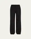 The Row Banew Pinstripe Wool Wide-leg Trousers In Black / Grey Melange
