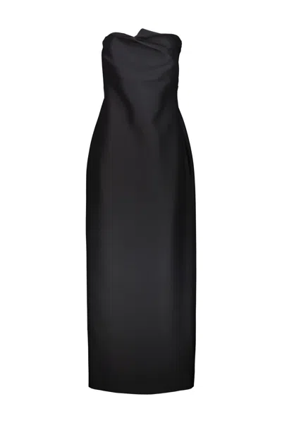 The Row Bardon Draped Strapless Gown In Black