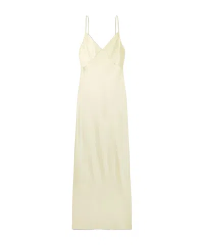 The Row Barika Hammered-silk Midi Dress In Yellow
