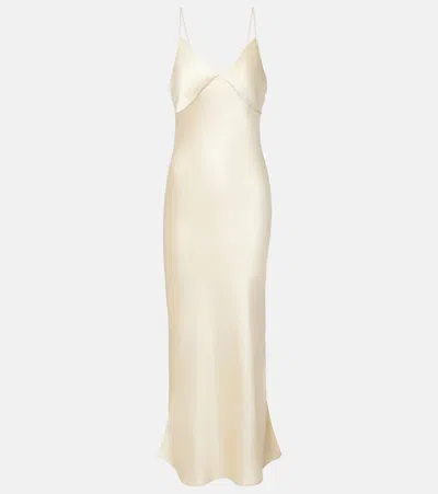 The Row Barika Silk Satin Slip Dress In White