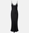 The Row Barina Lace-trimmed Silk-twill Midi Dress In Black