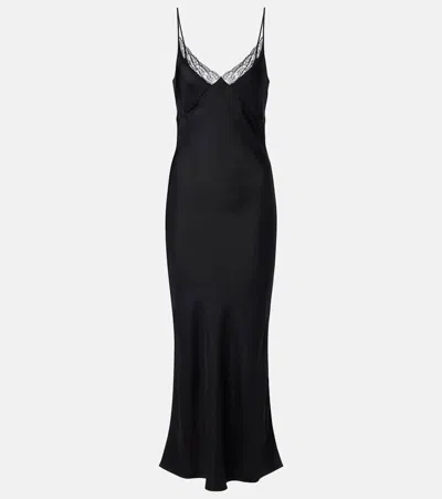 The Row Barina Lace-trimmed Silk Slip Dress In Black