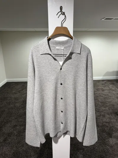 Pre-owned The Row Barkley Wool/cashmere Grey Button Waffle-knit Shirt In Gray