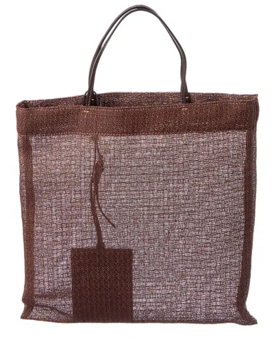 The Row Barn Mini Mesh Tote In Brown