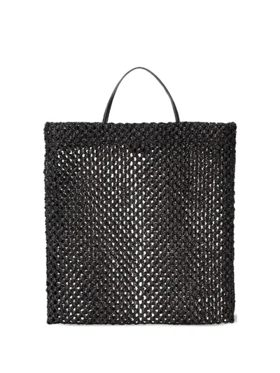 The Row Barn Mini Rafia Tote Bag In Black
