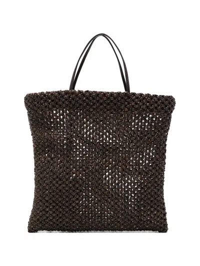 The Row Barn Mini Rafia Tote Bag In Black
