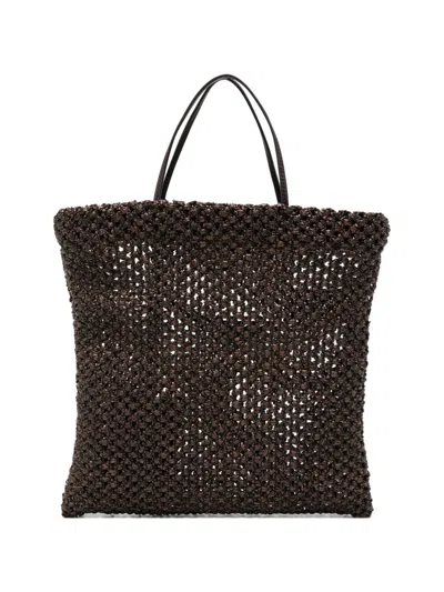 The Row Barn Mini Rafia Tote Bag In Brown