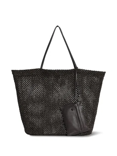 The Row Barn Tote Bag In Synthetic Raffia In Black