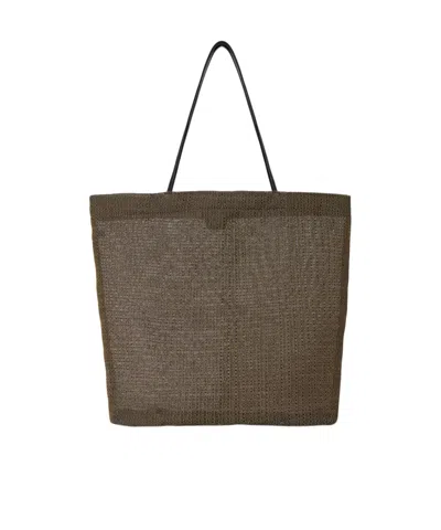 The Row Barn Tote Bag In Mesh In Green