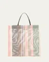The Row Barn Tote Bag In Striped Mesh In Multi
