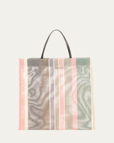 The Row Barn Tote Bag In Striped Mesh In Multi