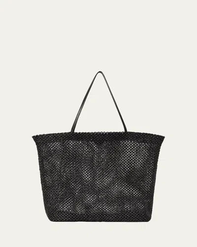 The Row Barn Tote Bag In Synthetic Raffia In Black